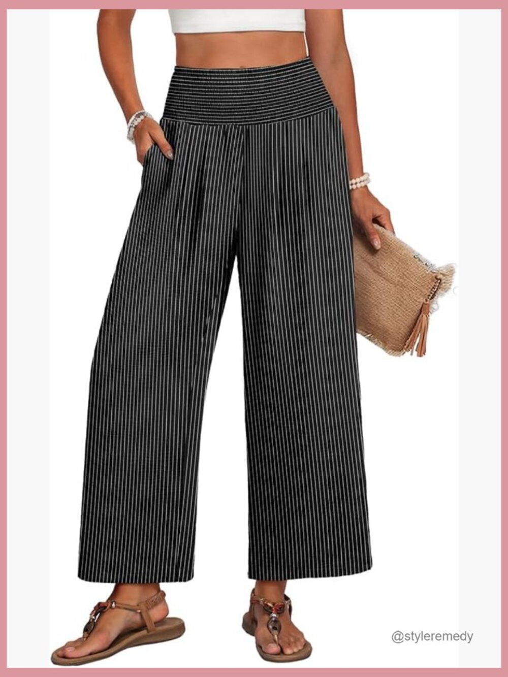100% Polyester High Waisted Wide Leg Palazzo Pants with Pockets